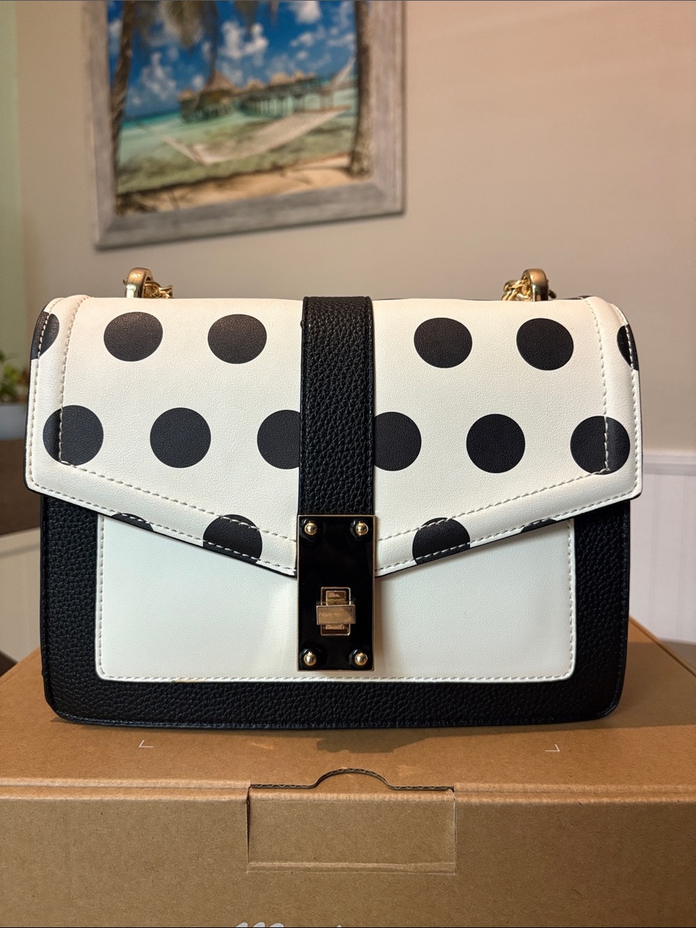 Women’s Aldo Polka Dot Shoulder Bag - Black & White